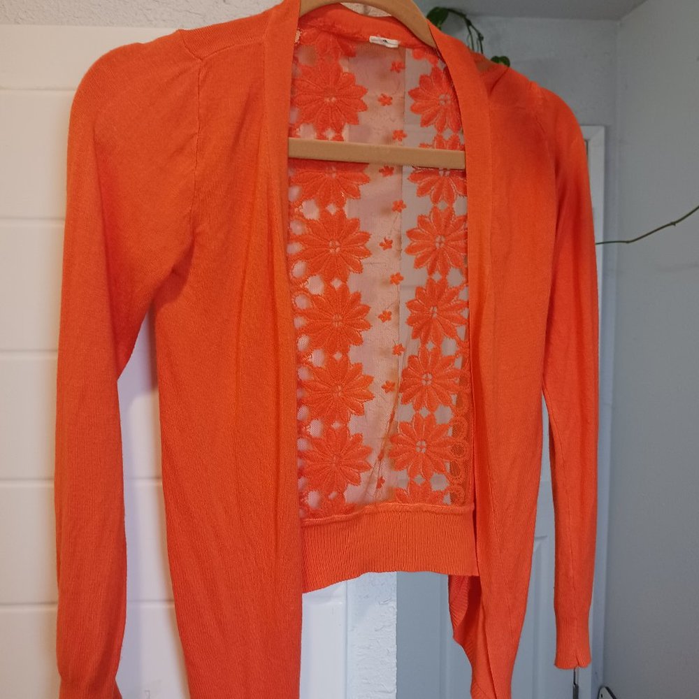 Orange sweater throw over size XS
